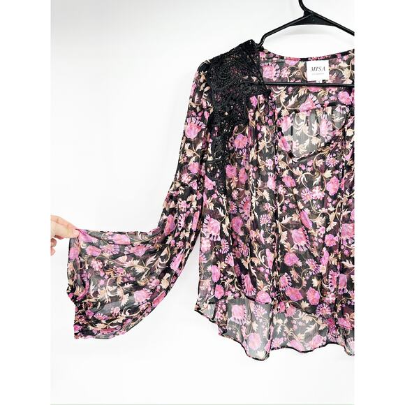 MISA Rosie Top in Rosetta Fleur Floral Chiffon Lace Size Small - Picture 4 of 6